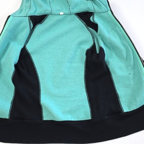 Lululemon Scuba Hoodie Black Full Zip Black Teal Cable Knit Fleece Lined Size 4 - Picture 11 of 15